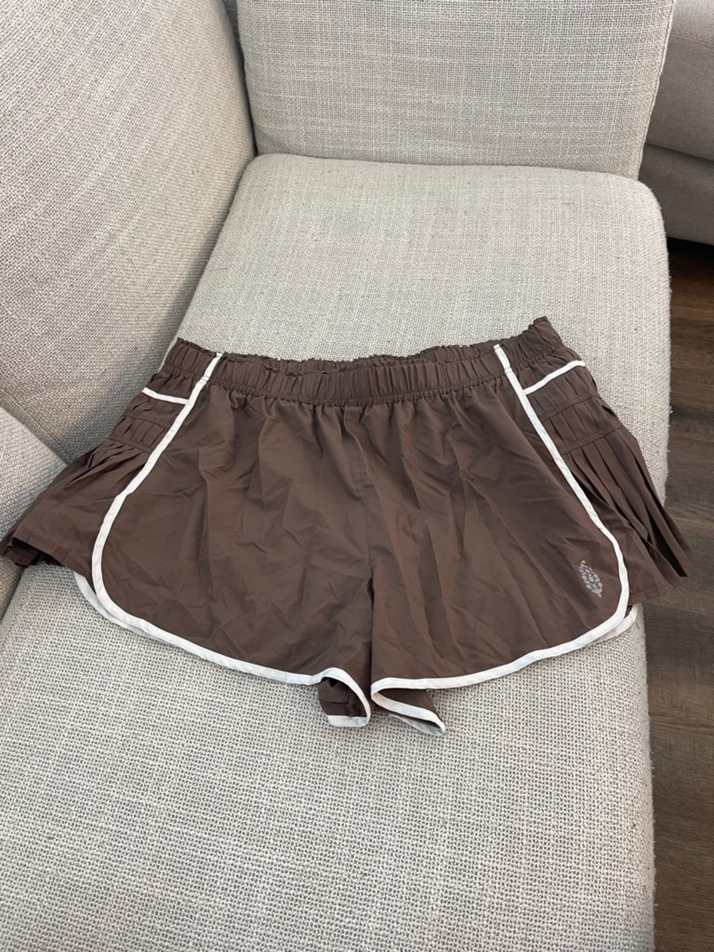 Free People Movement Brown Women’s Athletic Shorts with White Trim